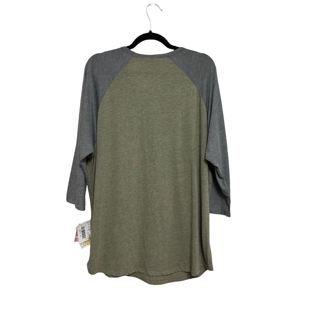 NEW LulaRoe Randy Baseball Tee Gray and Green - Size 3X - Picture 2 of 5